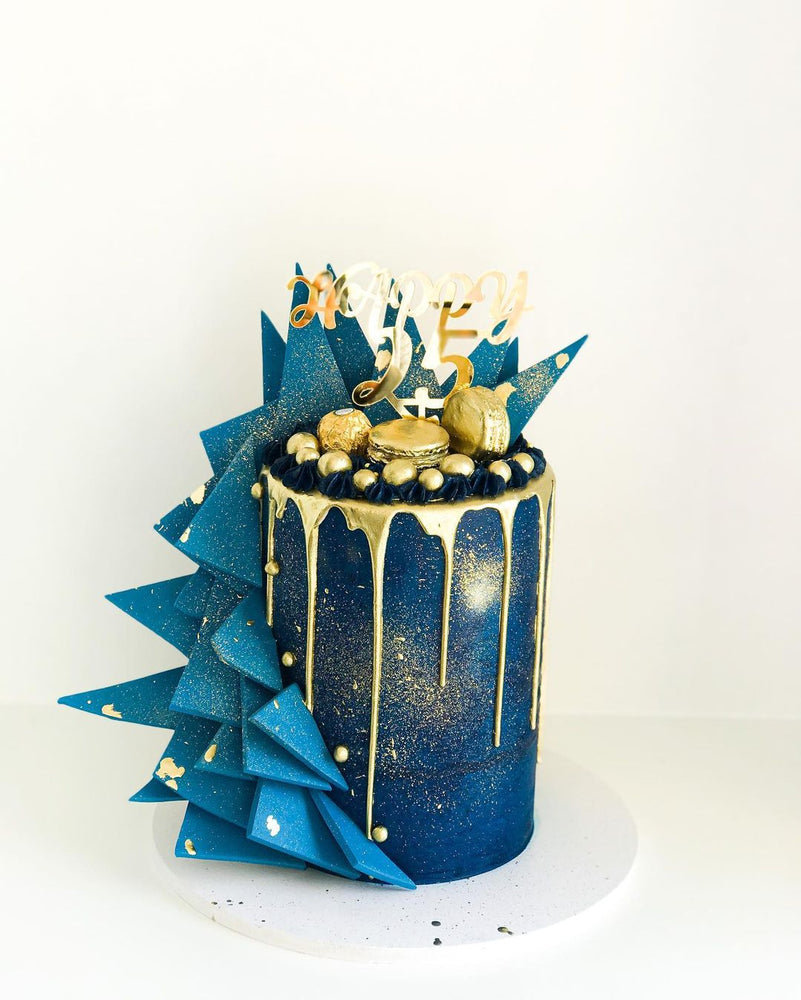 
            
                Load image into Gallery viewer, Blue &amp;amp; Gold Cake Design
            
        