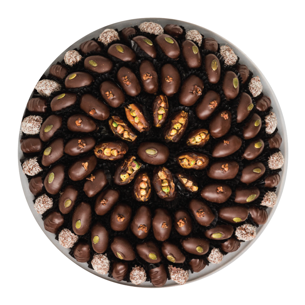 Ramadan Dark Chocolate Dates Tray "Nuts & Seeds"